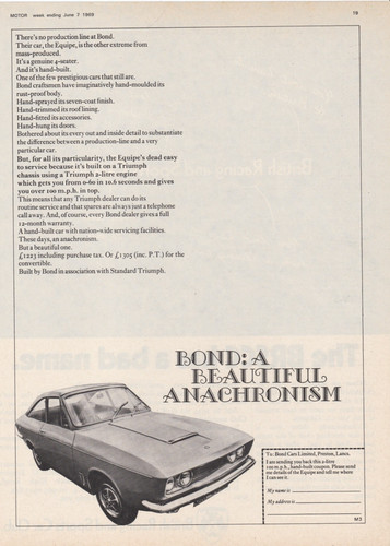 Bond equipe original 1969 - 1969, uk